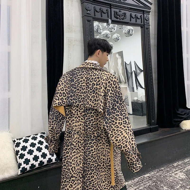 Exclusive Full Leopard Print Design Men Long Coat