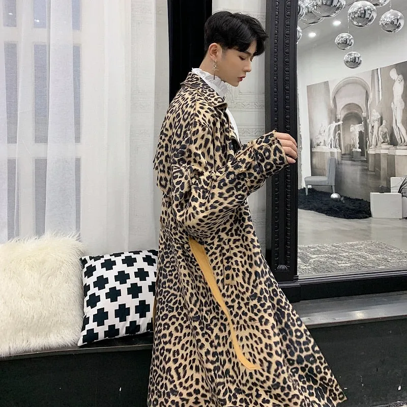 Exclusive Full Leopard Print Design Men Long Coat