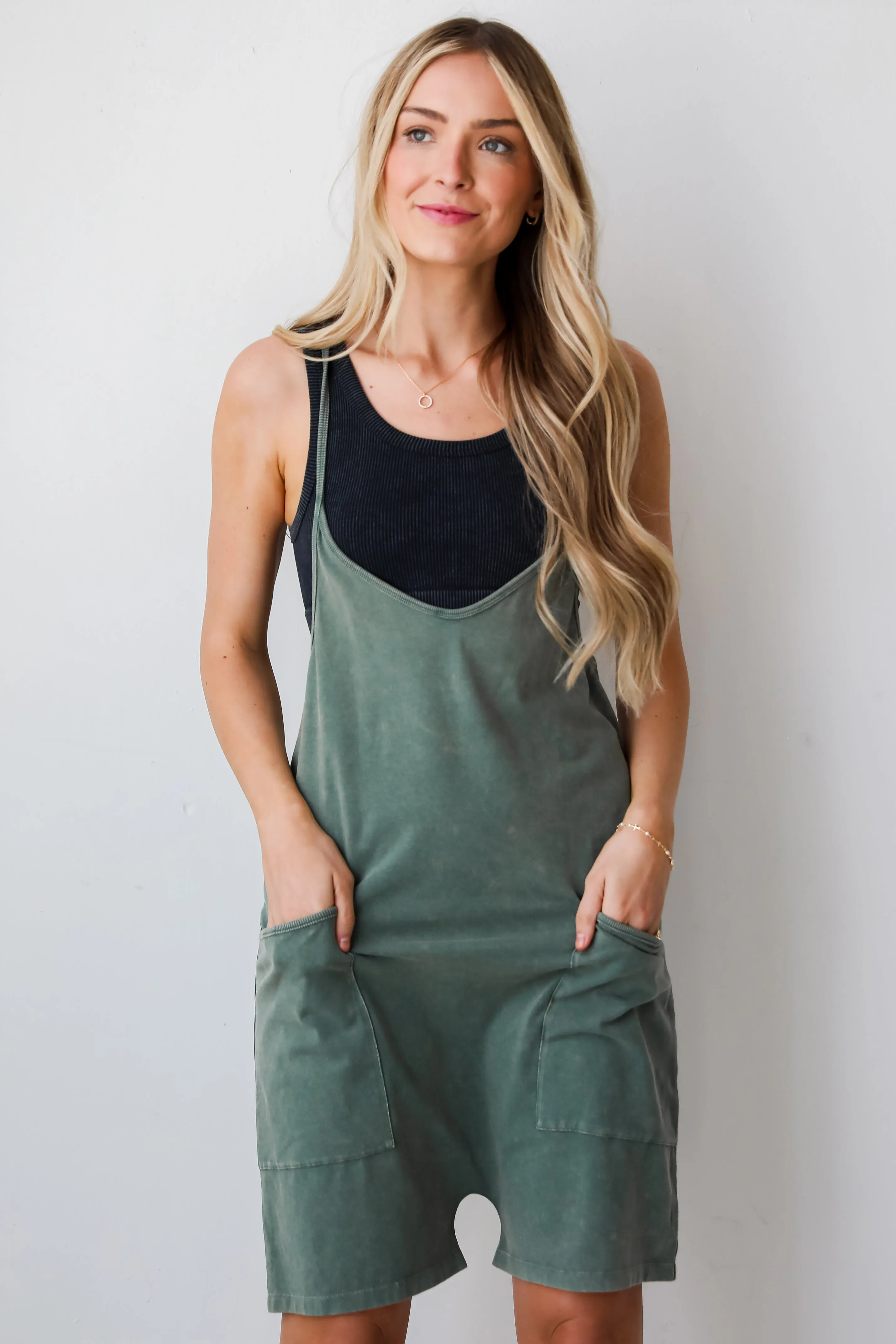 FINAL SALE - Super Base Olive Romper - DU DEAL