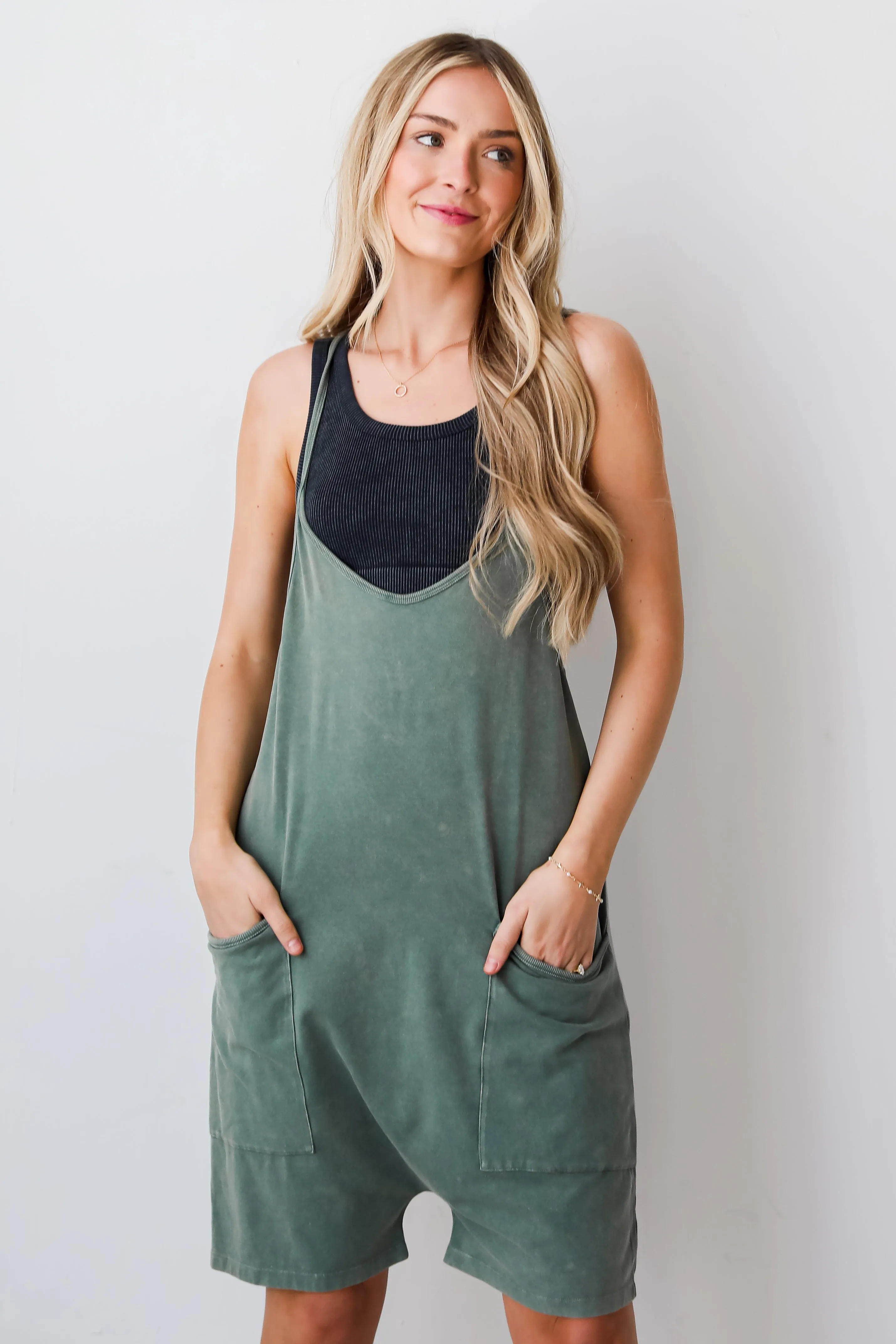 FINAL SALE - Super Base Olive Romper - DU DEAL