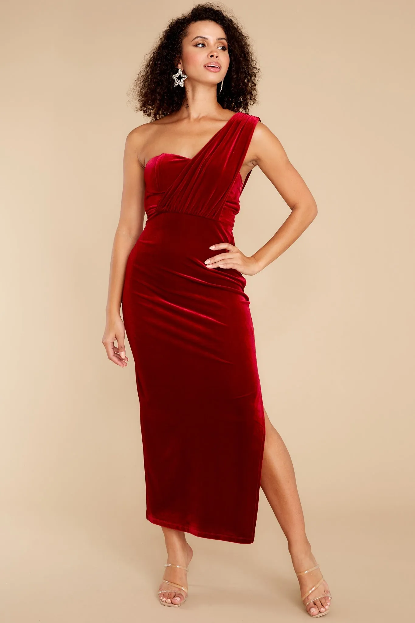 Flawless Beauty Red Velvet Maxi Dress