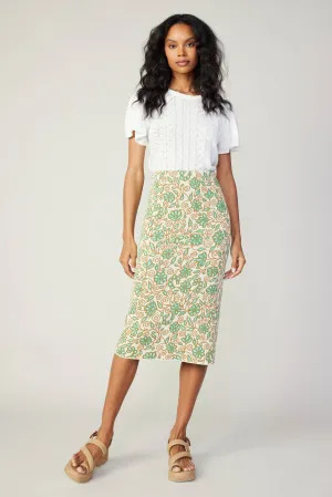 Floral Knit Midi Skirt