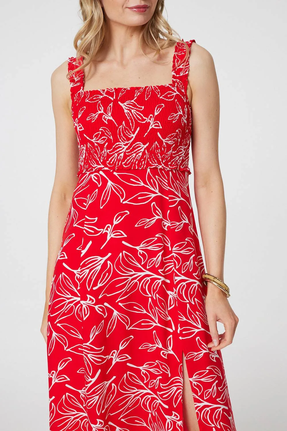 Floral Square Neck Midi Sun Dress