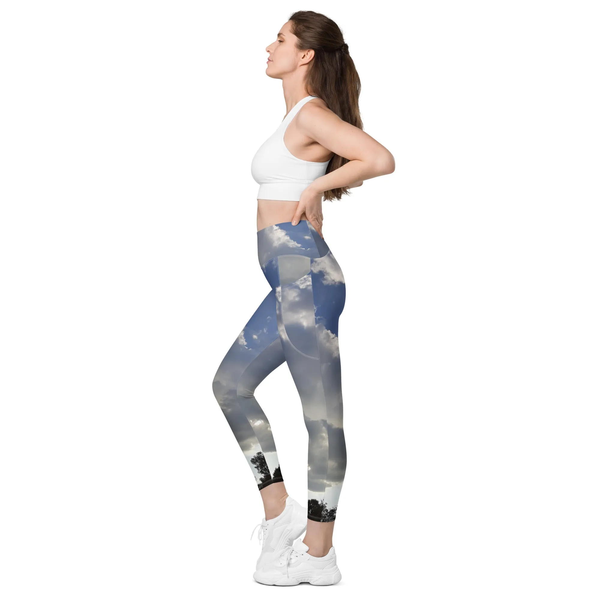 GG - Women's Leggings with pockets - Trees & clouds