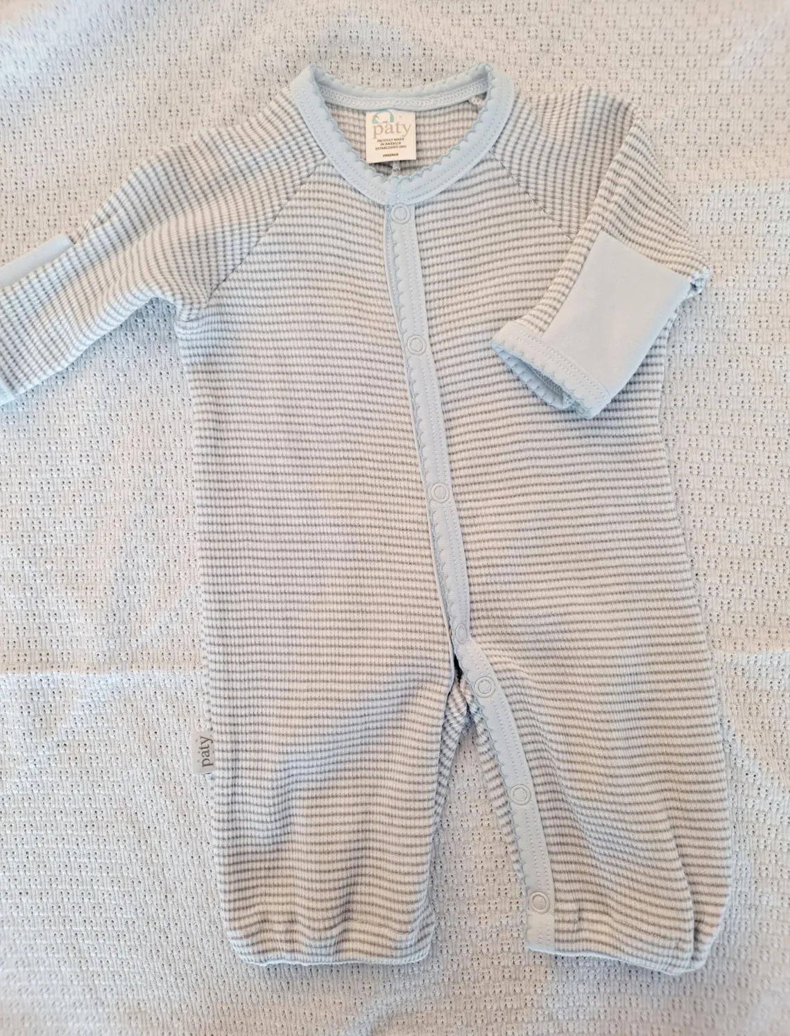 Grey, White, & Blue Button Romper