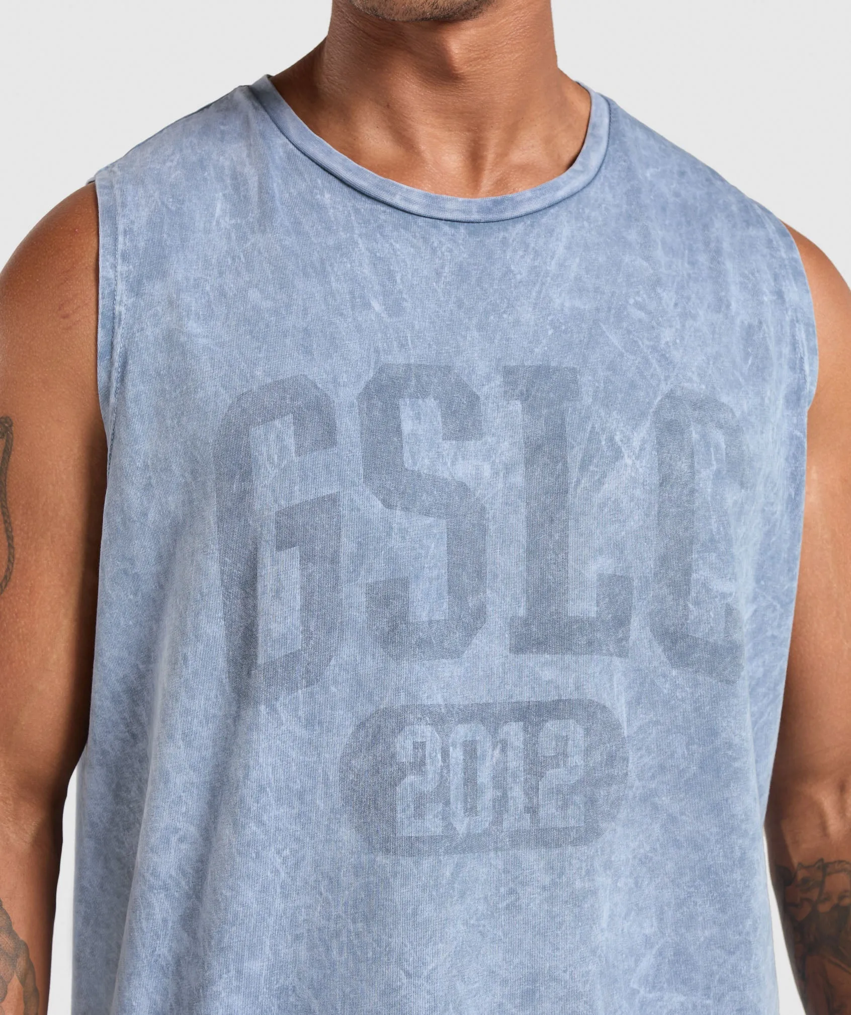 Gymshark Collegiate Shadow Washed Tank - Faded Blue