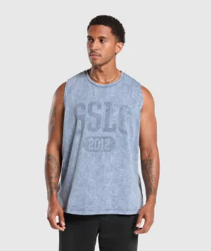 Gymshark Collegiate Shadow Washed Tank - Faded Blue