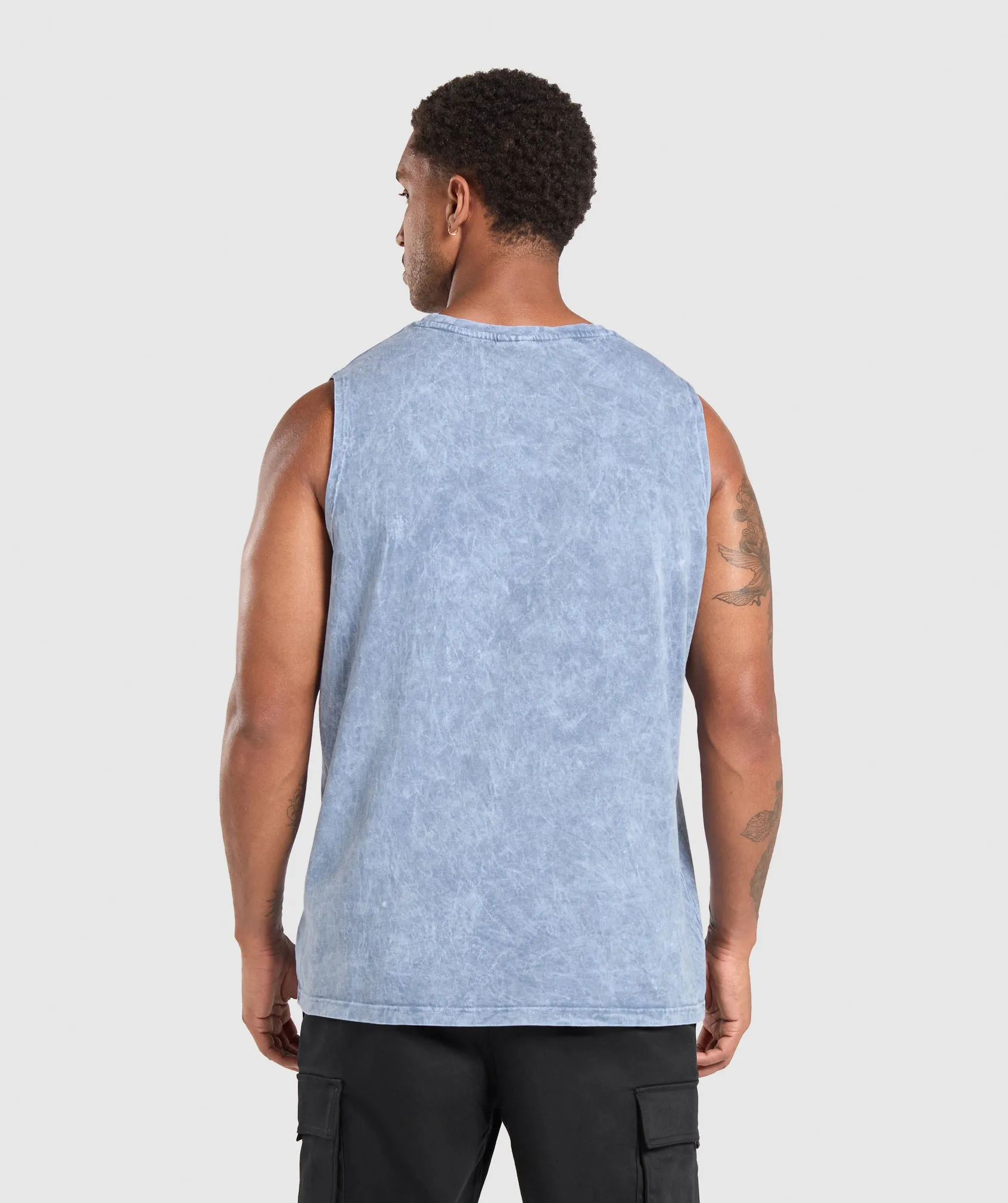 Gymshark Collegiate Shadow Washed Tank - Faded Blue