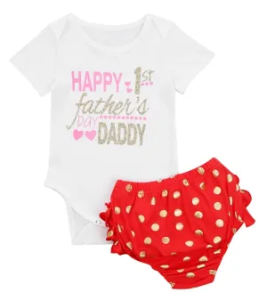 Happy First Father's day Romper with Polka Bloomer #1000760