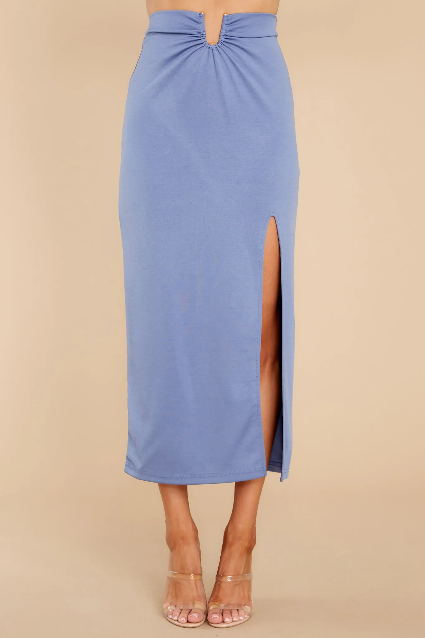 Havanna Cornflower Blue Midi Skirt