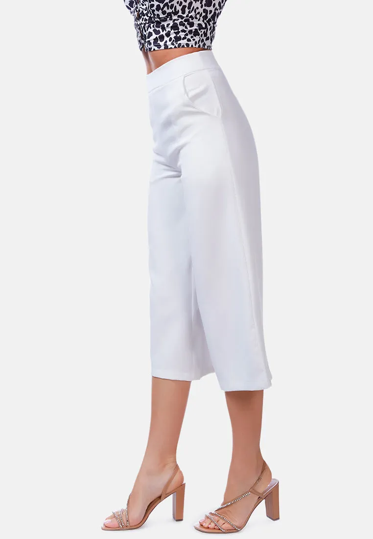 High Rise Cropped Culottes Trousers