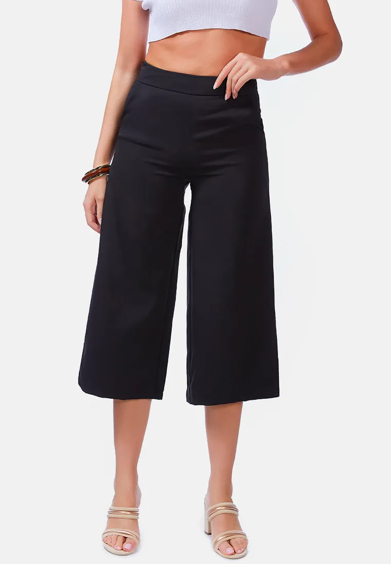 High Rise Cropped Culottes Trousers