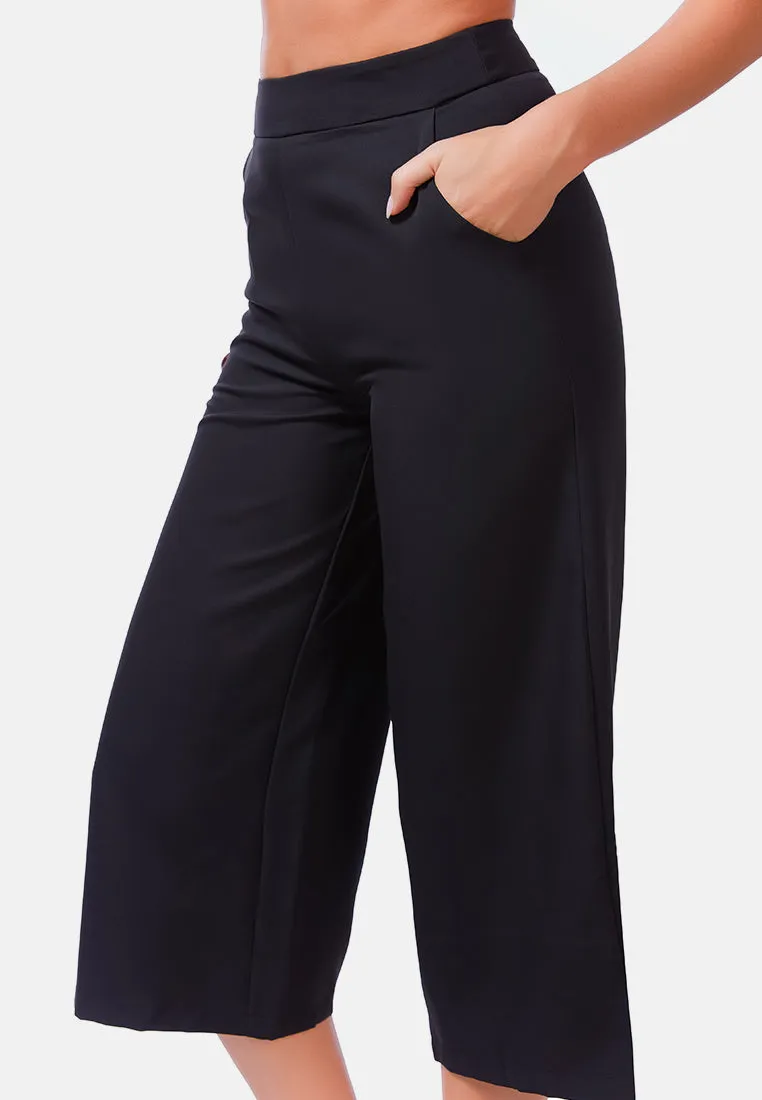 High Rise Cropped Culottes Trousers