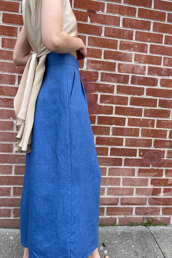 High Waist Denim Pants in Wave Blue