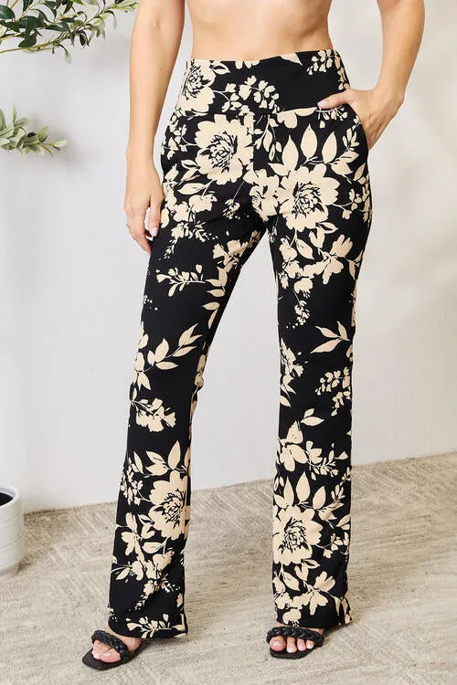 High Waist Floral Flare Pants