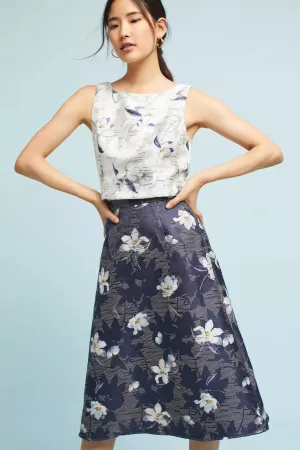 Jacquard Floral MIdi Skirt