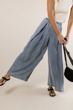 Katie Wide Leg Tencel Pants in Denim - FINAL SALE