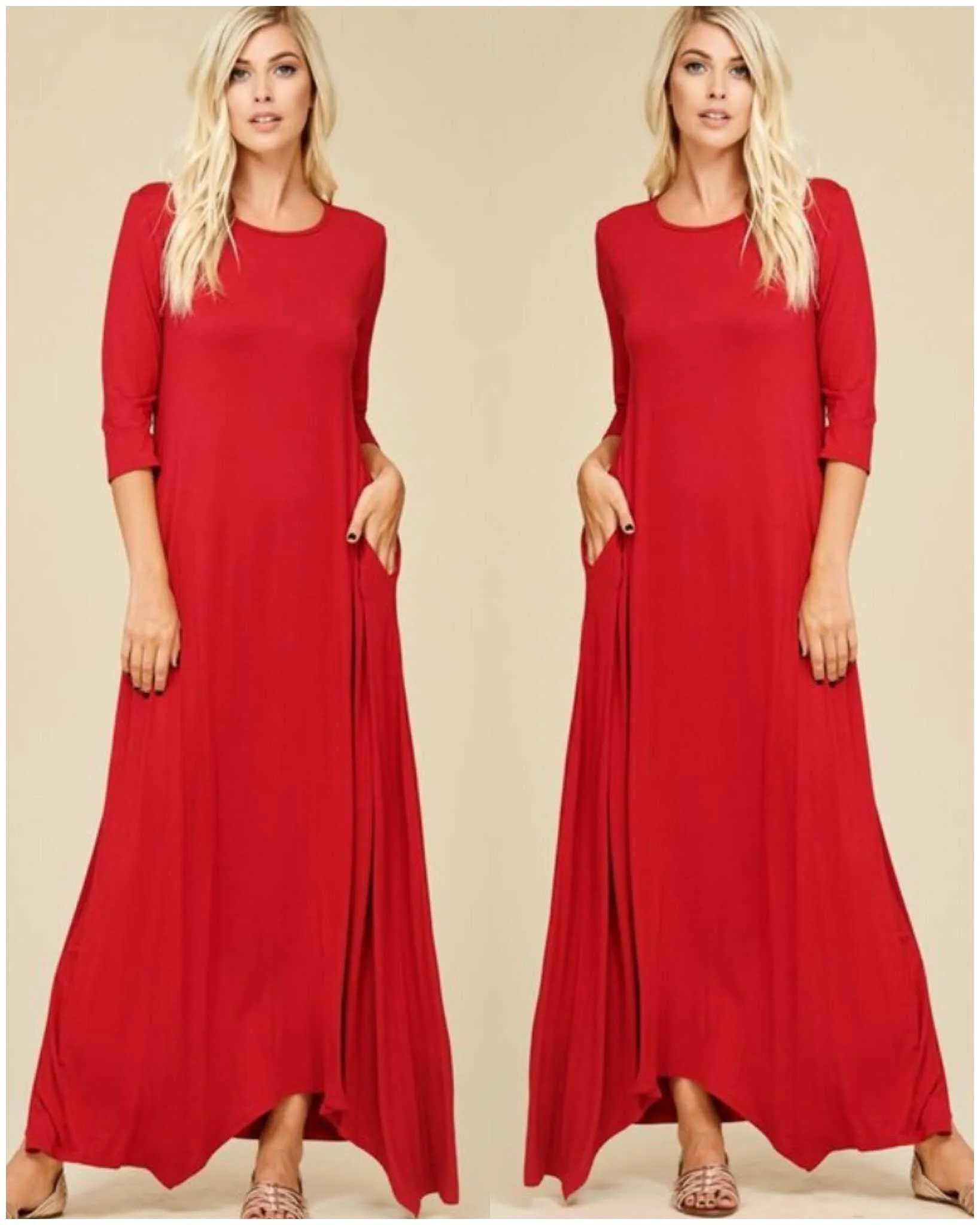 Let's Take A Walk Solid Maxi Side Pockets Maxi