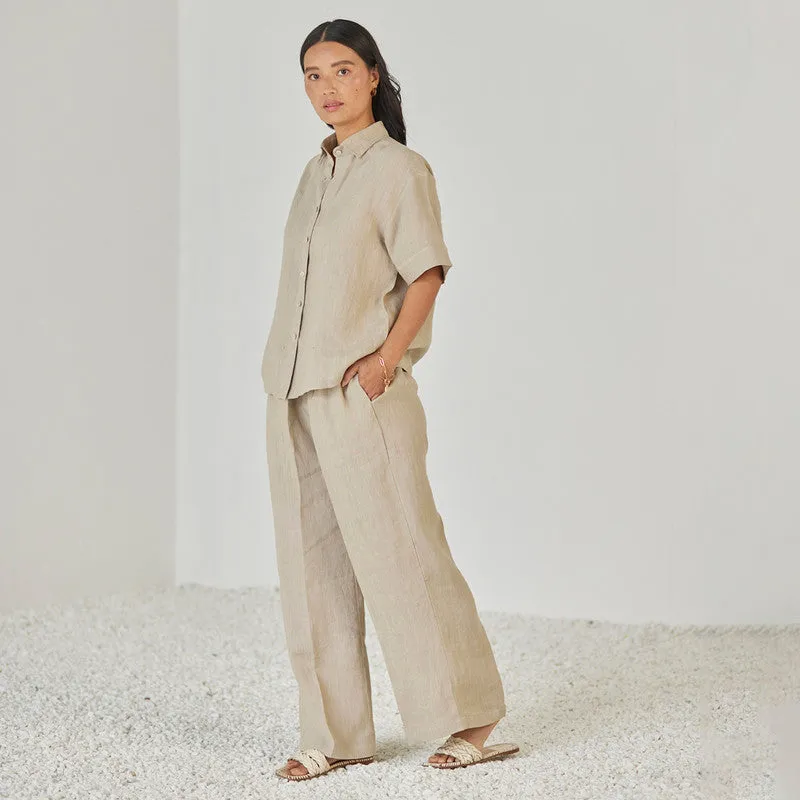 Linen Pant For Women | High Waist | Beige