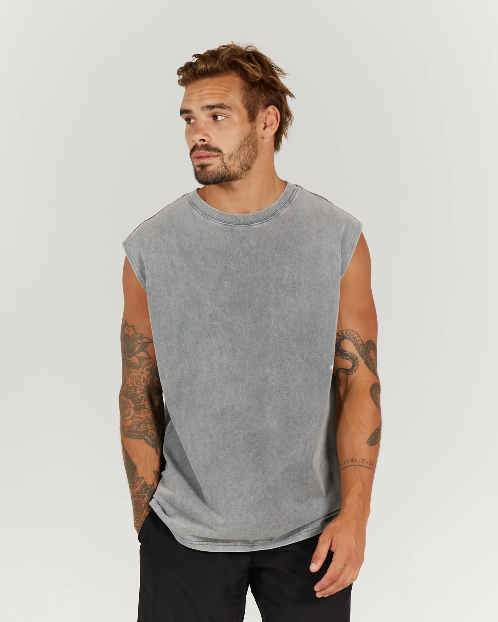 MEN'S OVERSIZED TANK - WASHED GREY