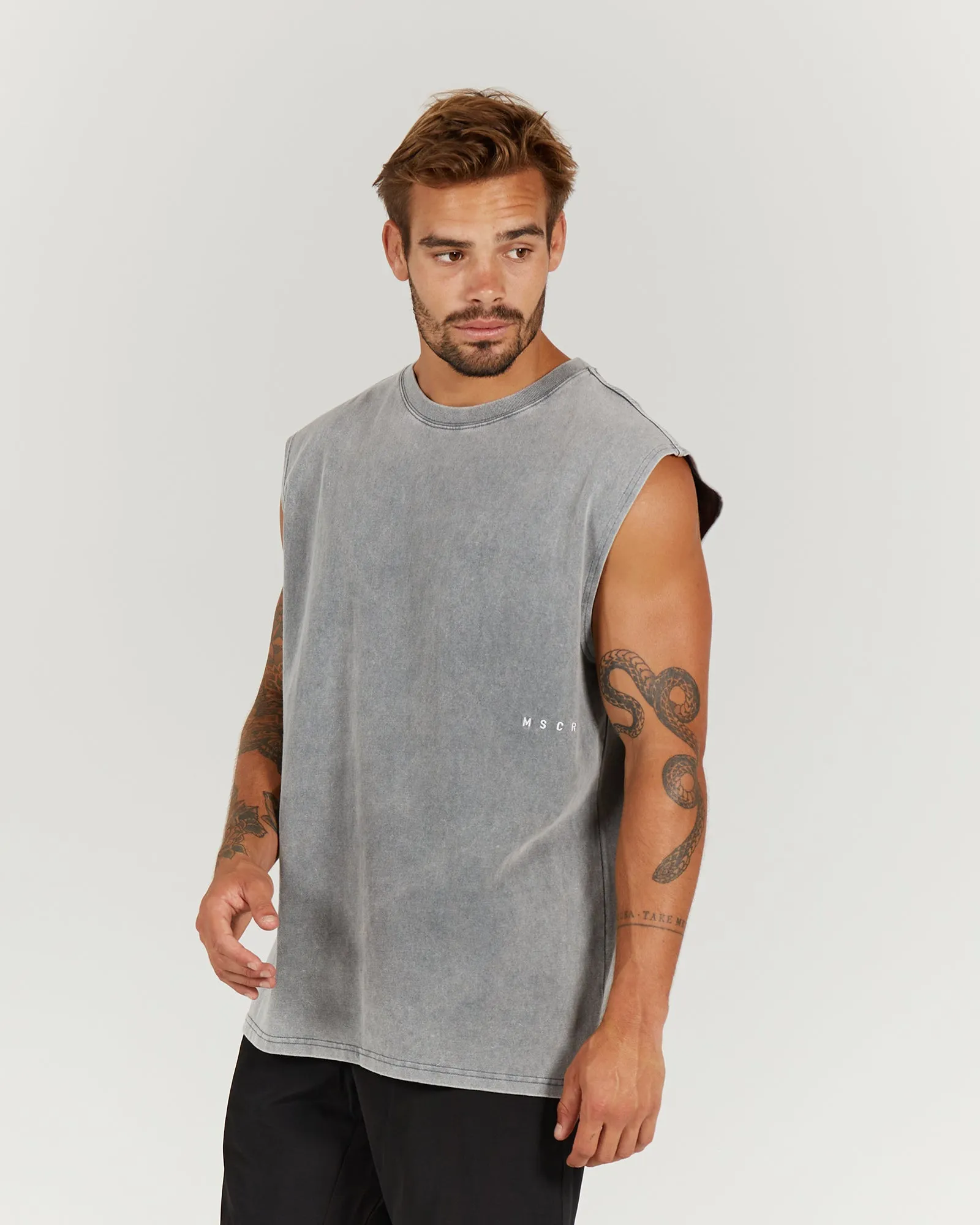 MEN'S OVERSIZED TANK - WASHED GREY