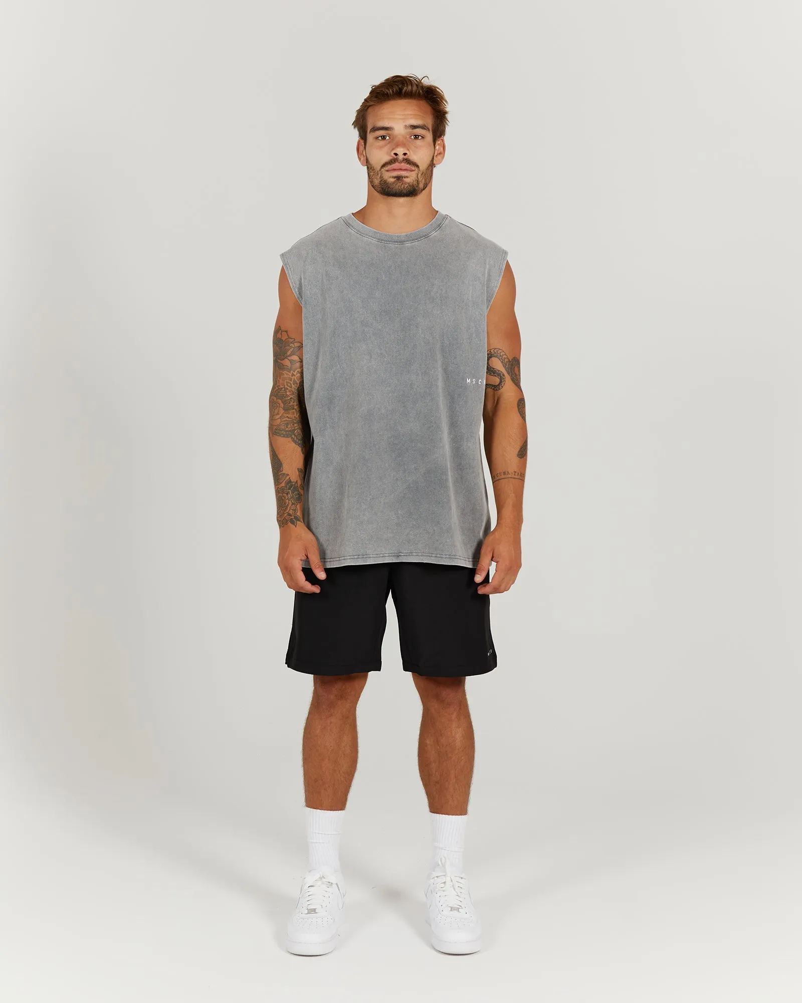 MEN'S OVERSIZED TANK - WASHED GREY