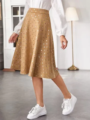 Metallic Dot Suede Midi Skirt