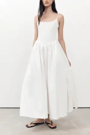 Milano White Cotton Midi Dress