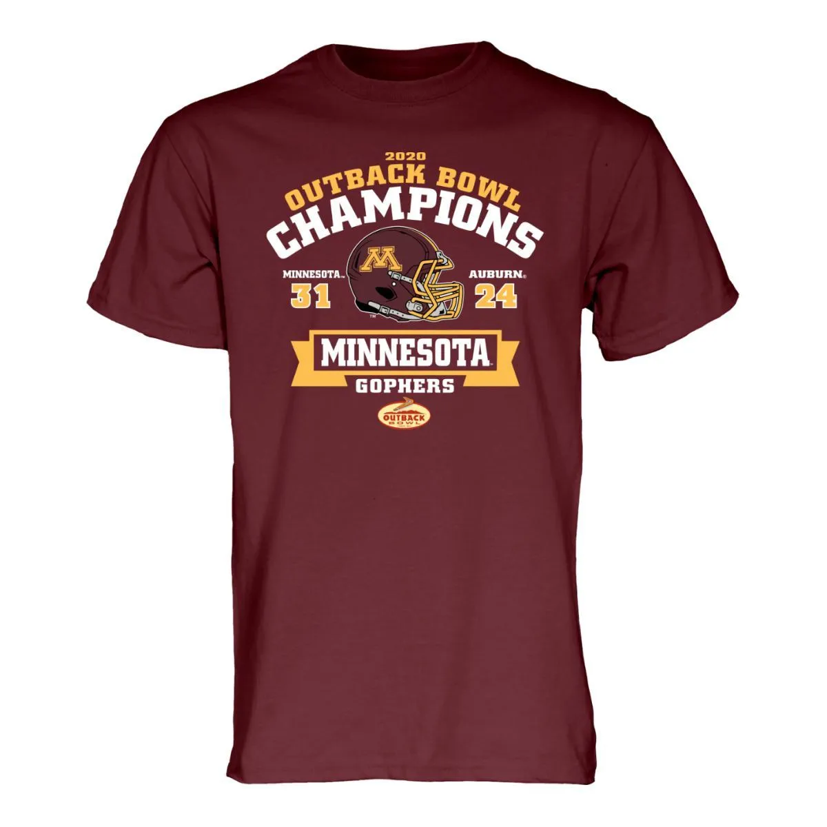 Minnesota Golden Gophers 2020 CFP Outback Bowl Champions Game Score T-Shirt