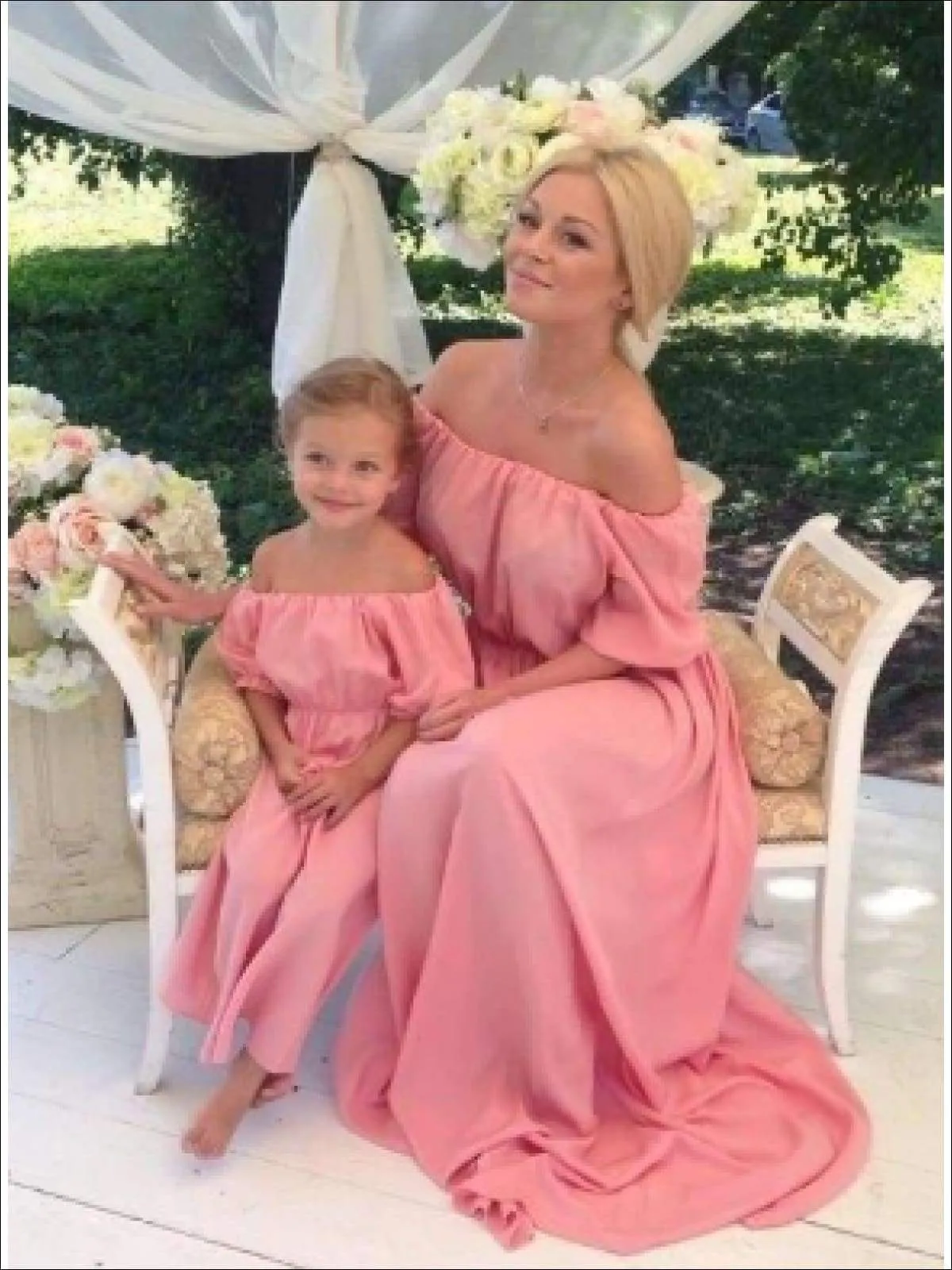 Mommy And Me Spring Off the Shoulder Maxi Dress