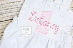 Monogrammed baby girl cake smash outfit with 1 and name, girls birthday bubble outfit, 1st birthday cake smash outfit, Girls birthday outfit