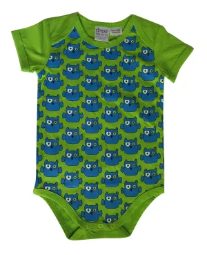 Owl on lime - baby suit