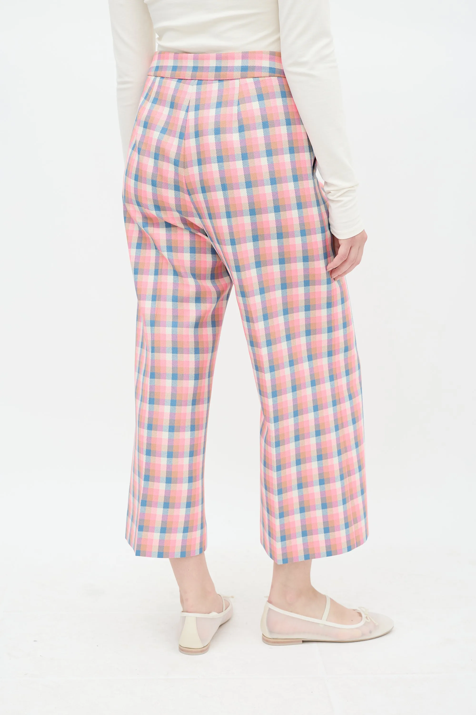 Pink & Multi Begonia Check Wide Leg Culotte