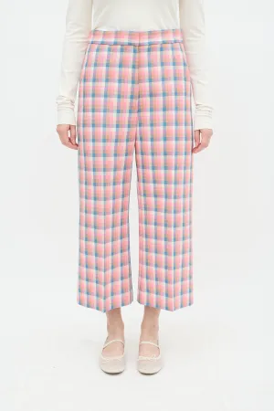 Pink & Multi Begonia Check Wide Leg Culotte