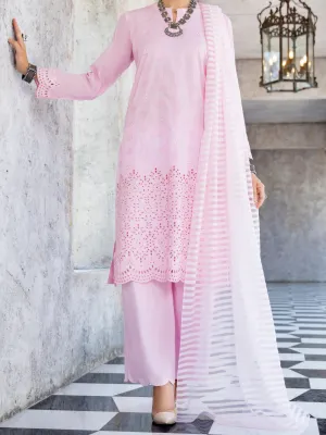 Pink Schiffli Lawn 3 Piece Stitched - ALP-3PS-1257