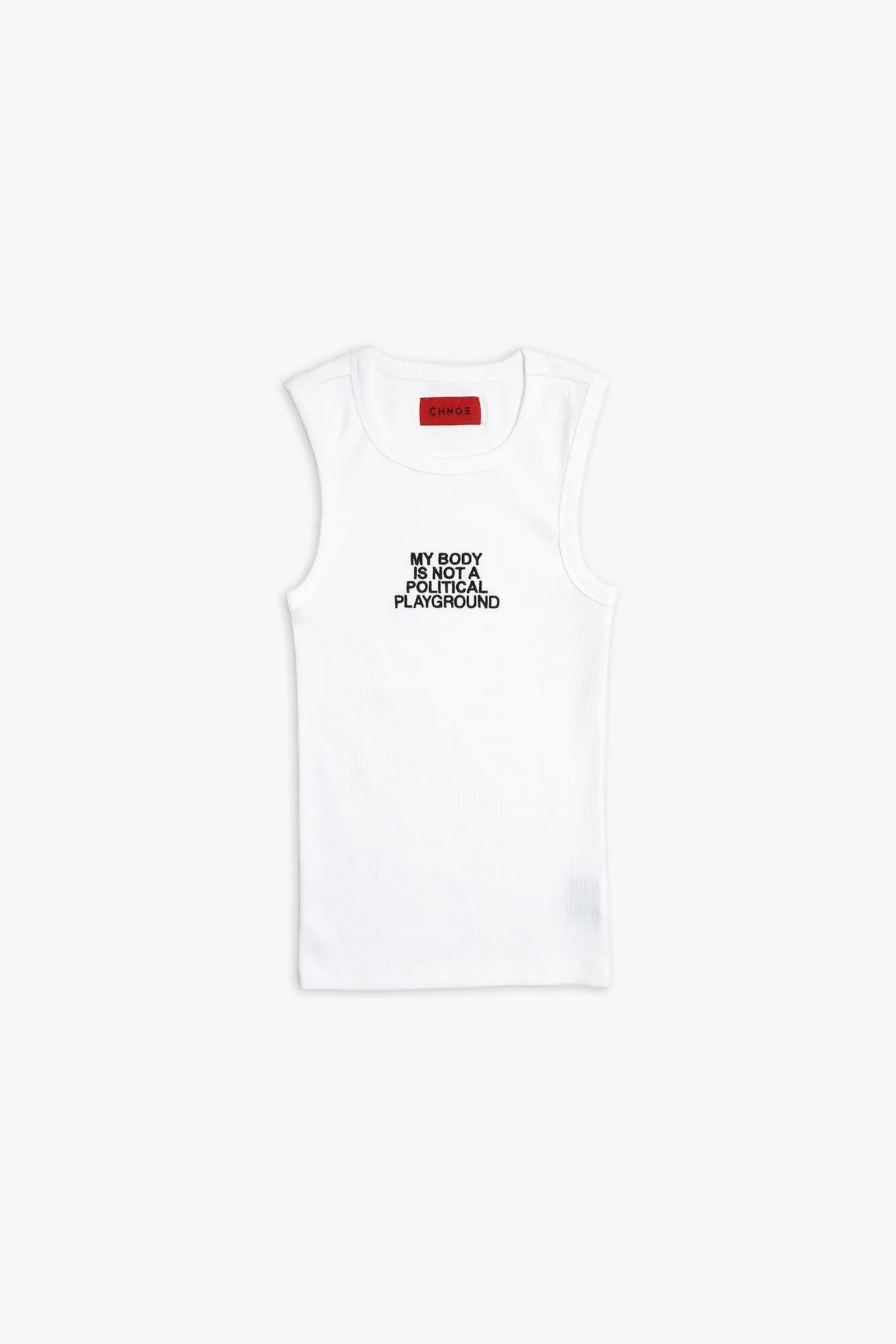 Political Playground Ribbed Racer Tank (White)