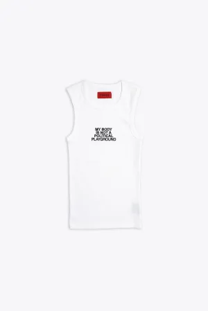 Political Playground Ribbed Racer Tank (White)