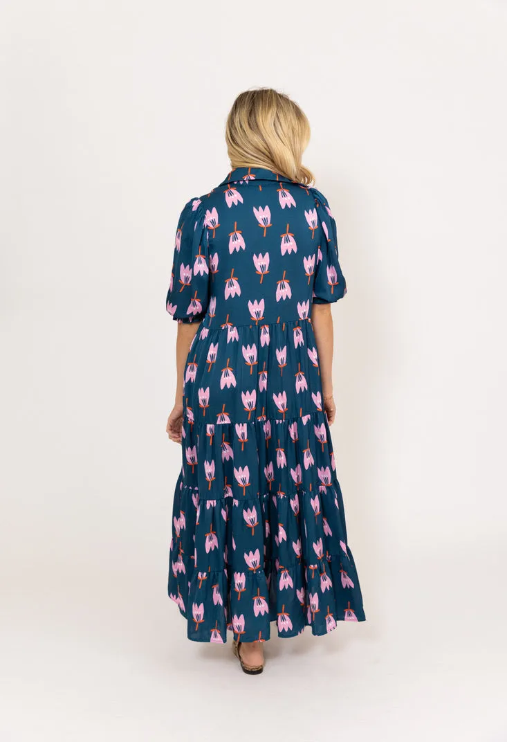 Poppy Satin Tier Maxi Dress