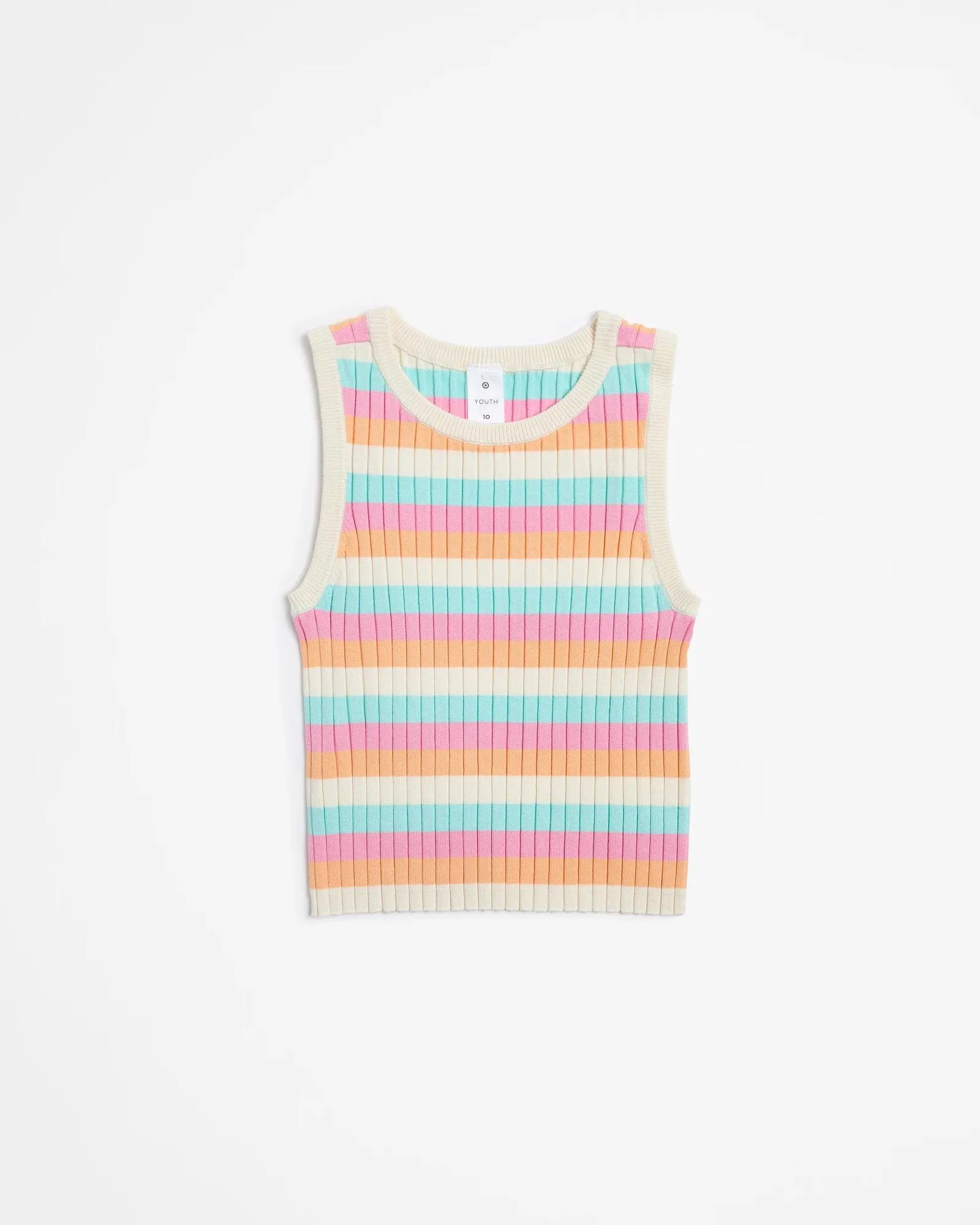 popular  Striped Knit Tank - Orange Pink Blue