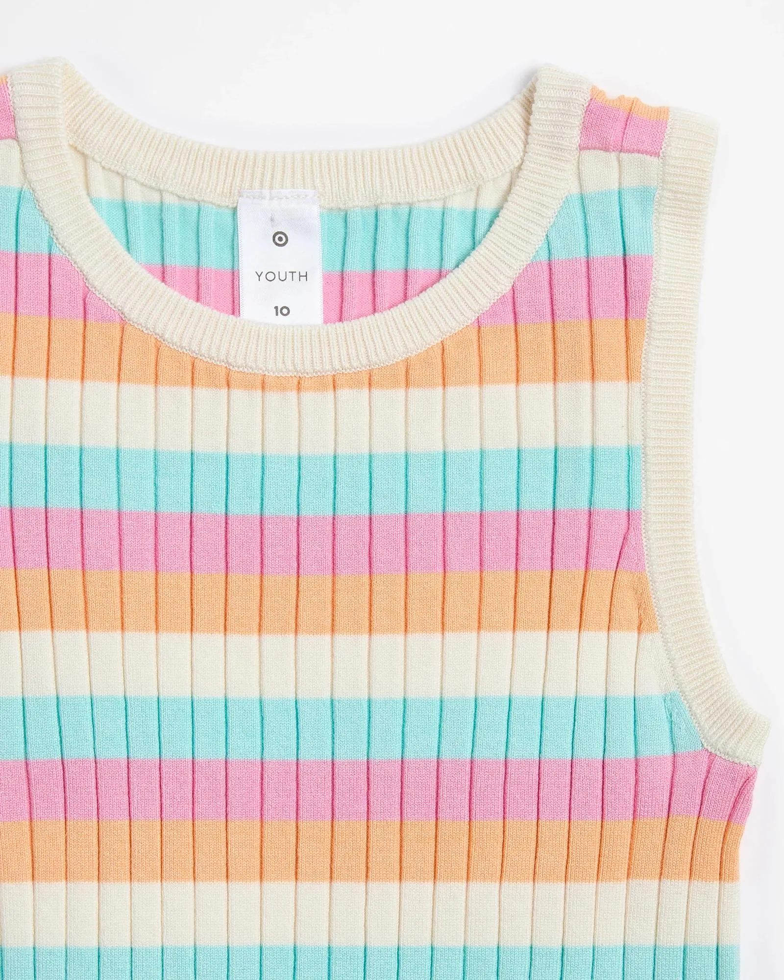 popular  Striped Knit Tank - Orange Pink Blue