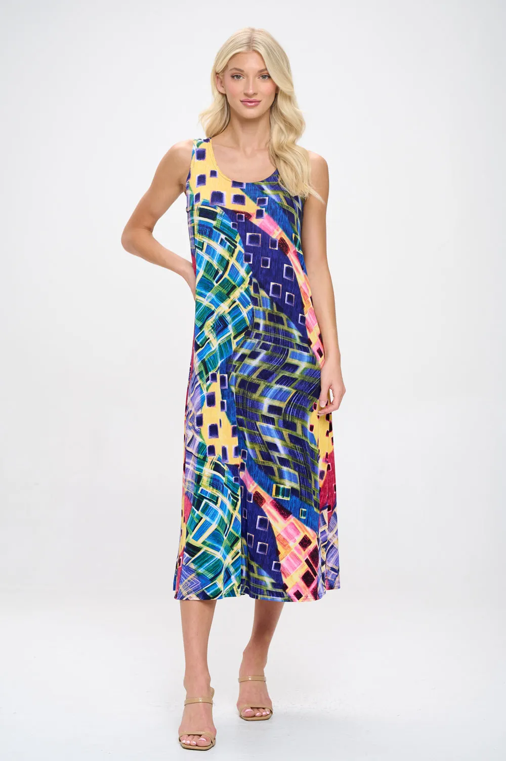 Print  Long Tank Dress Print -7000BN-TRP1-W441