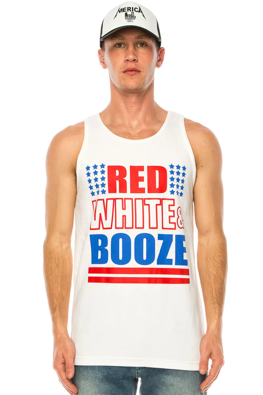 RED WHITE AND BOOZE MEN'S TANK