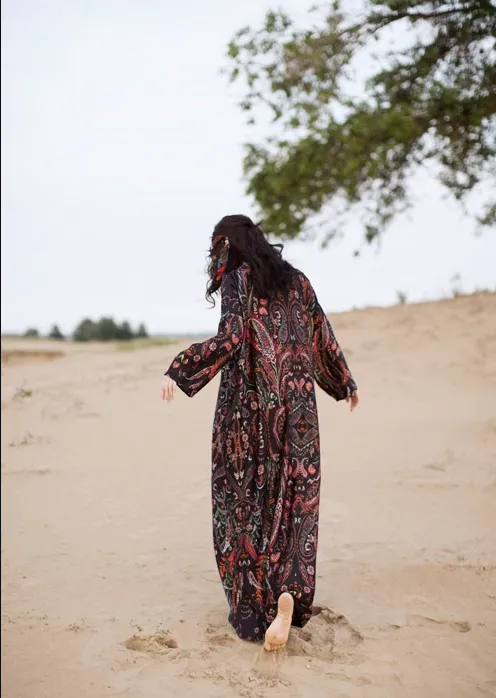 Retro Glam Plus Size Maxi Dresses Boho Caftan