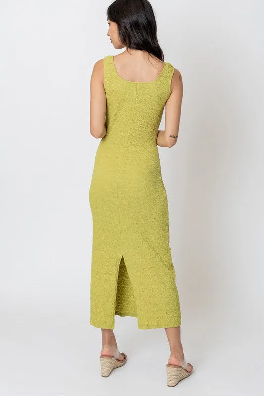 Scarlett Sleeveless Bodycon Ruched Maxi Dress in Lime