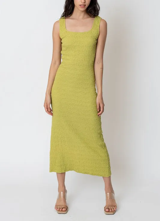 Scarlett Sleeveless Bodycon Ruched Maxi Dress in Lime