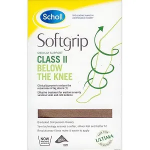 Scholl Softgrip  CL2 Below Knee Open Toe Compression Stockings Natural M