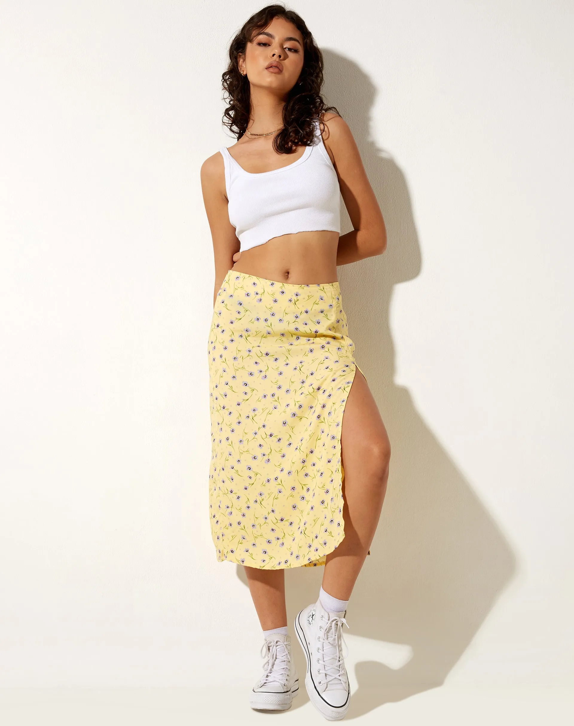 Seko Midi Skirt in Wild Flower Lemon Drop