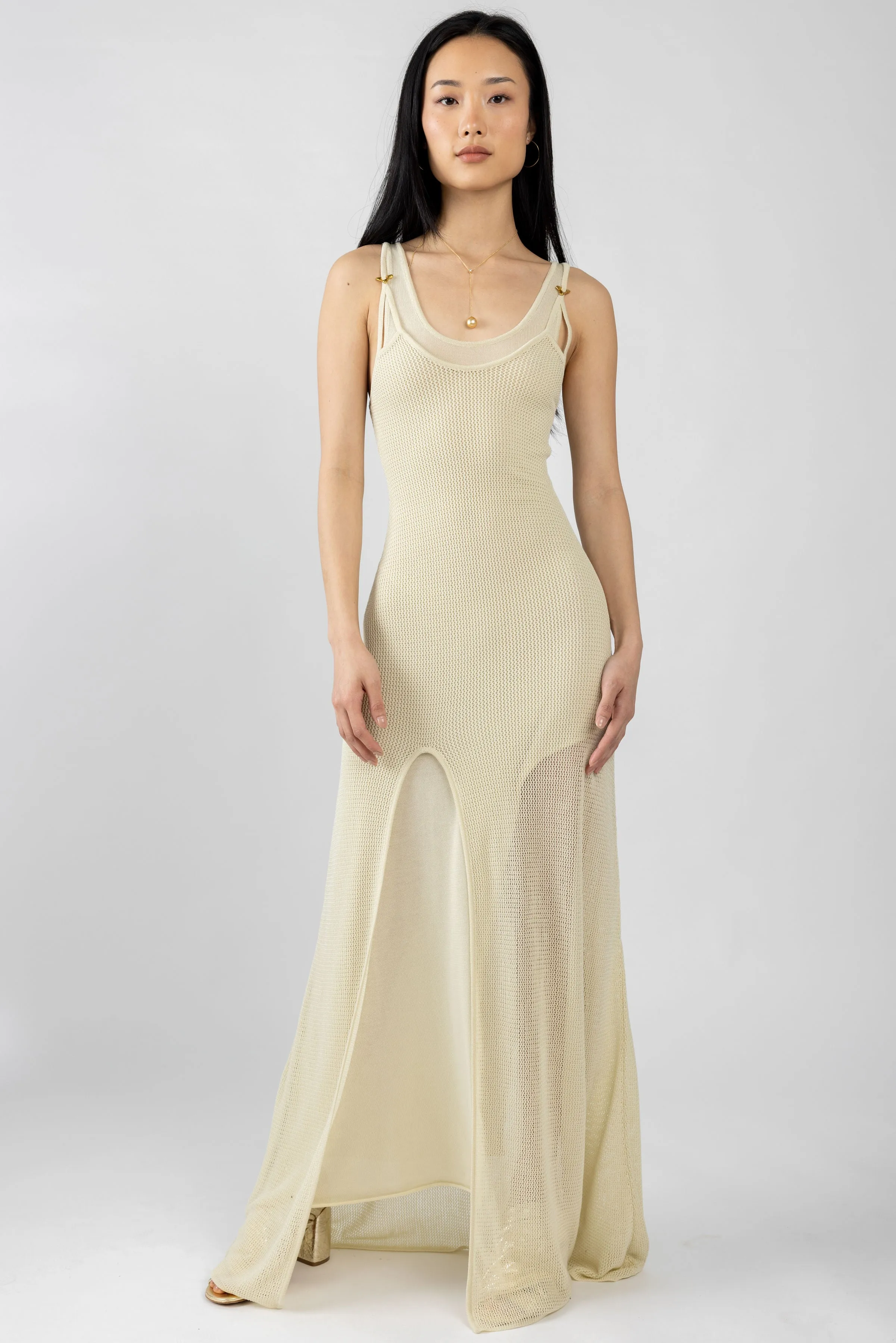 Sirena Cotton Maxi Dress in Creme