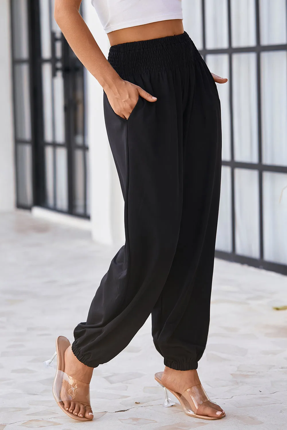 Smocked High Waist Joggers