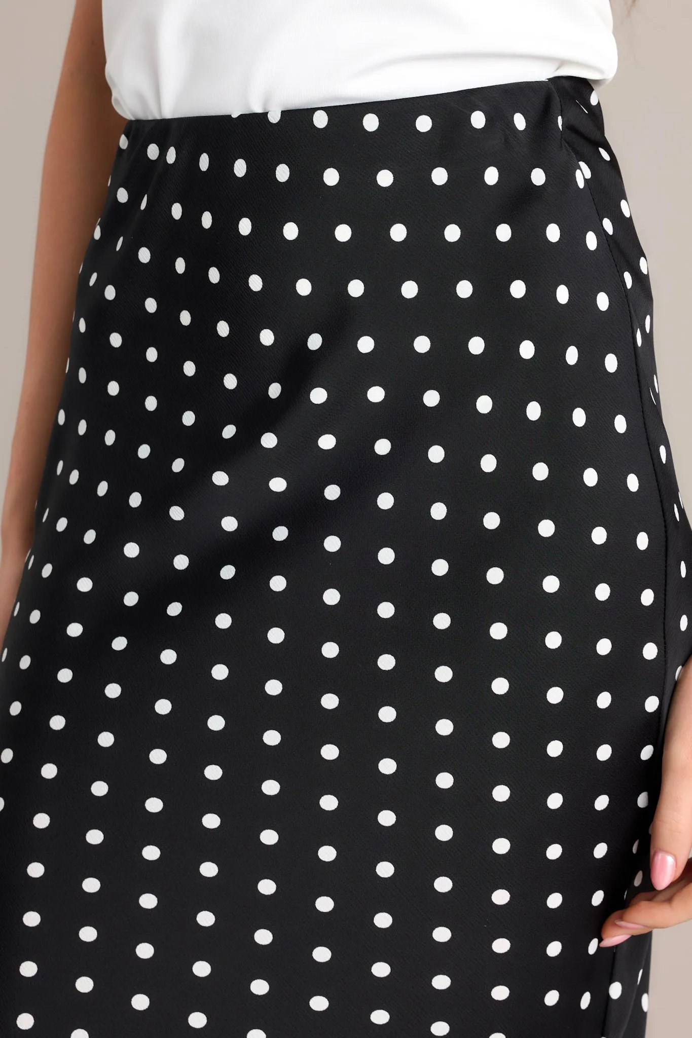 Speckled Splendor Black Polka Dot Midi Skirt